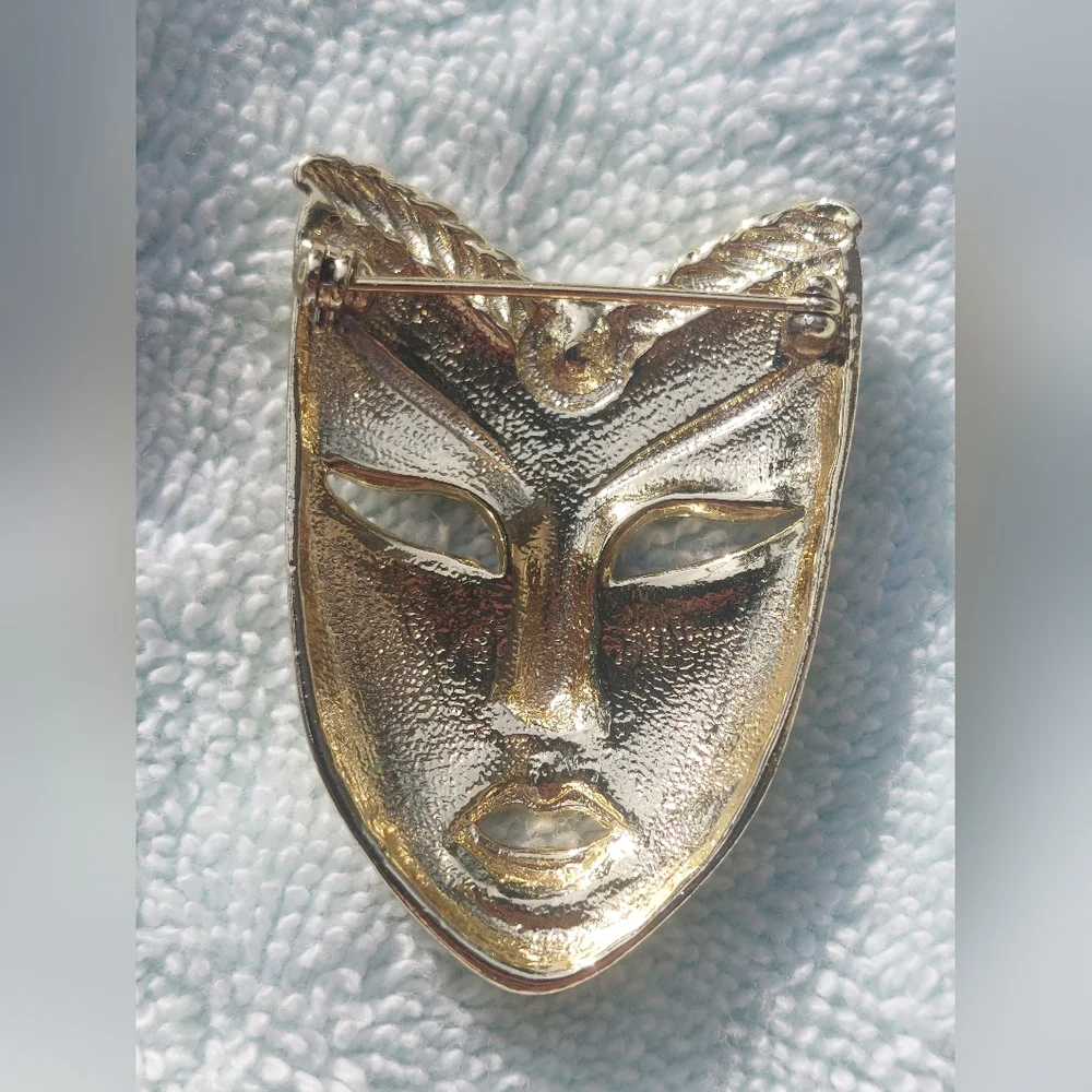 Set Of Vintage Pins Brooches Gold Tone Rhinestones - Picture 6 of 11